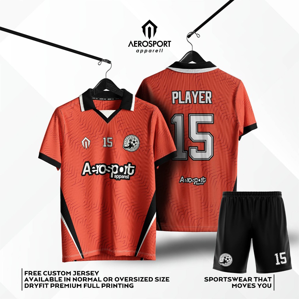 Jual REDIOS Berkerah Jersey Full Printing Futsal Bola Setelan Aerosport