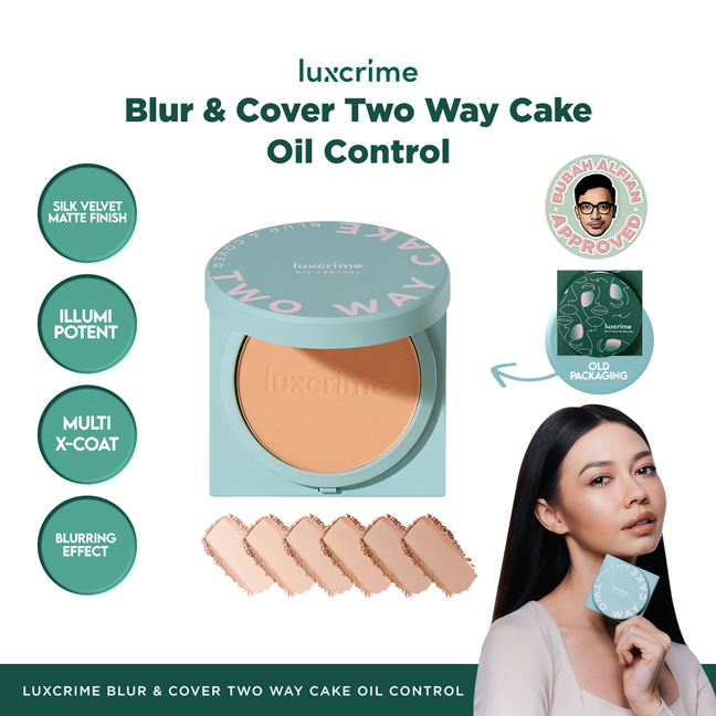 Jual New Oil Control Luxcrime Blur Cover Two Way Cake Bedak