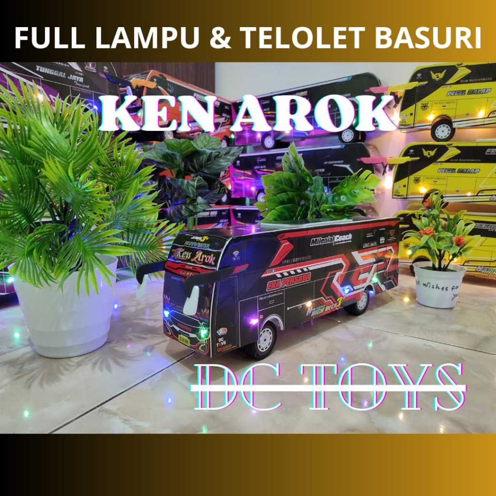 Jual Mainan Viral Miniatur Bus Telolet Basuri Ken Arok Eka Persada Full