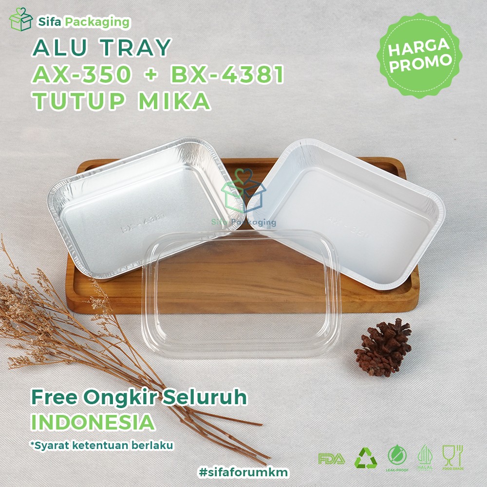 Jual Alumunium Foil Tray Cup AX 350 BX 4381 Tutup Mika Lasagna