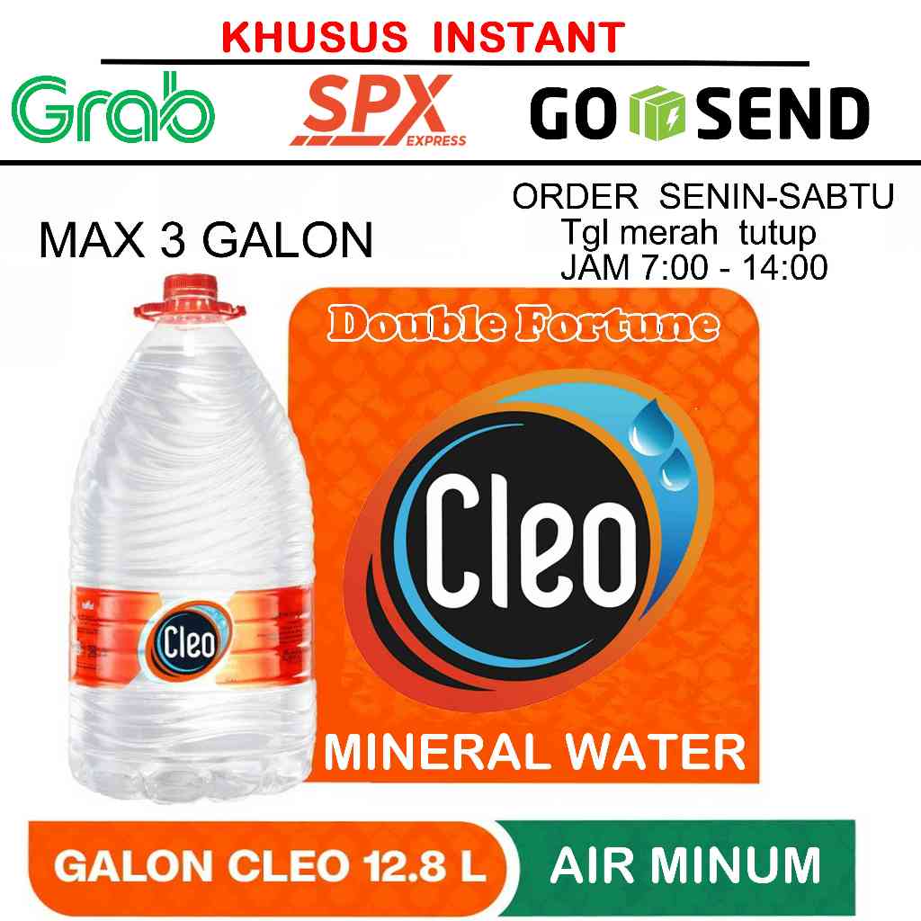 Jual CLEO 12 8 Liter MINERAL WATER AIR MINUM GALON KHUSUS INSTAN GRAB