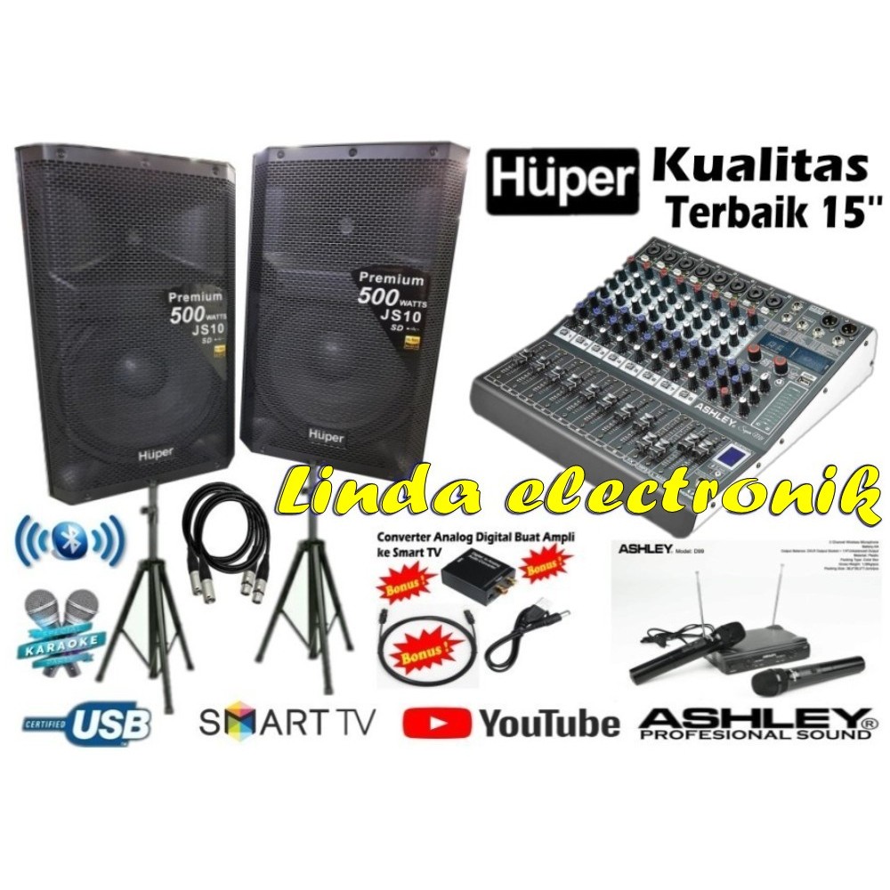 Jual Paket Sound System Huper Js10 15 Inch Mixer Ashley Super M8 D99