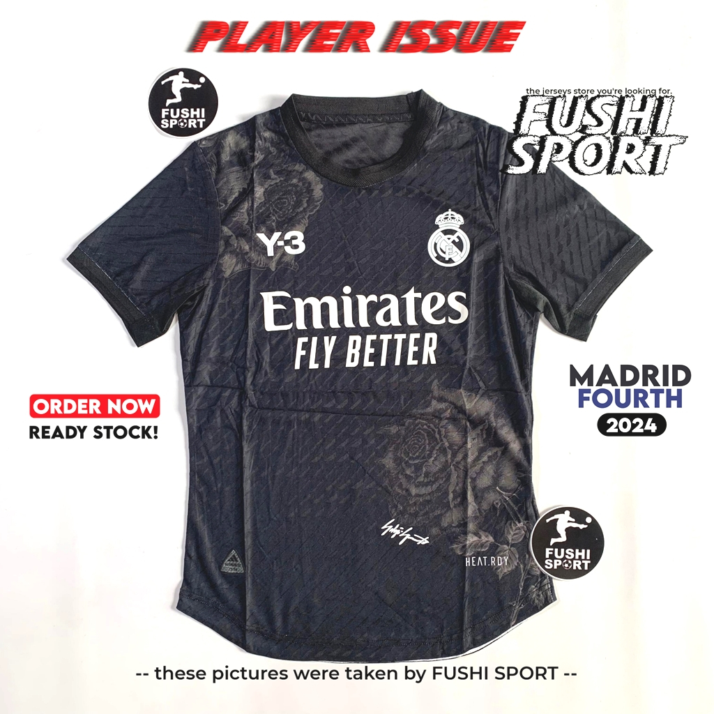 Jual Player Issue Jersey Baju Bola Madrid Special Y 3 Black Rose 2024