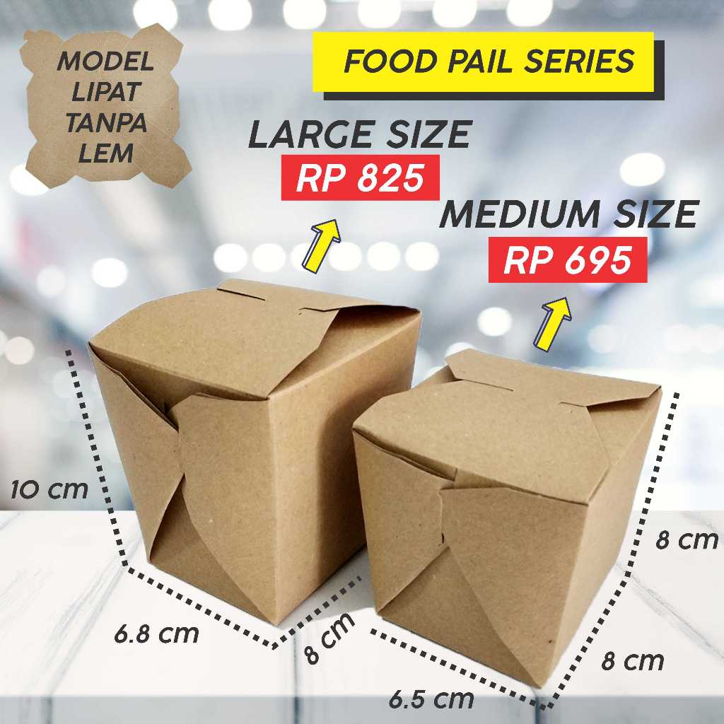 Jual Food Pail Paper Kotak Makan Nasi Mie Bihun Dus Coklat Kraft Medium