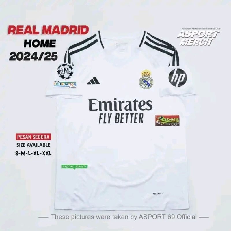 Jual JERSEY BOLA REAL MADRID HOME TERBARU 2024 2025 JERSEY MADRID HOME