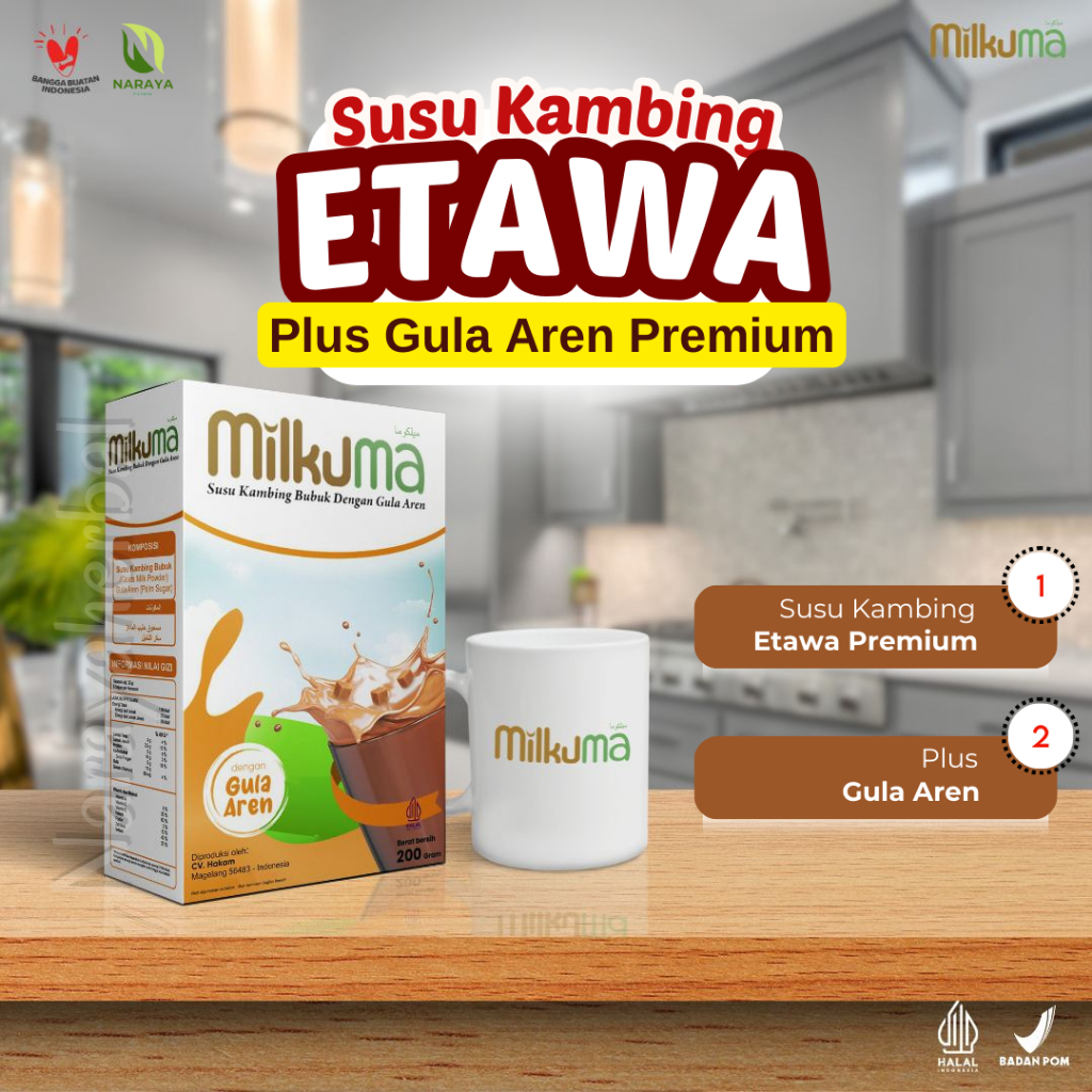 Jual Susu Kambing ETAWA MILKUMA GULA AREN 200 Gram Susu Ettawa Bubuk