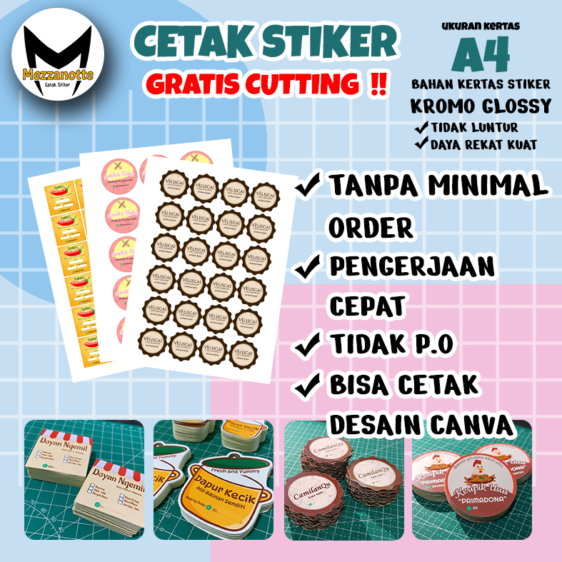 Jual CETAK STIKER TANPA MINIMAL ORDER Ukuran A4 Bahan Stiker KROMO