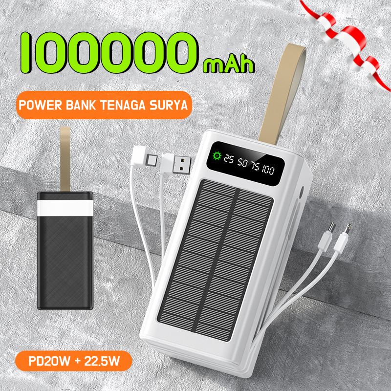 Jual FOUFEGID Power Bank Tenaga Surya 100000mah 22 5W PD20W 4 USB Ports