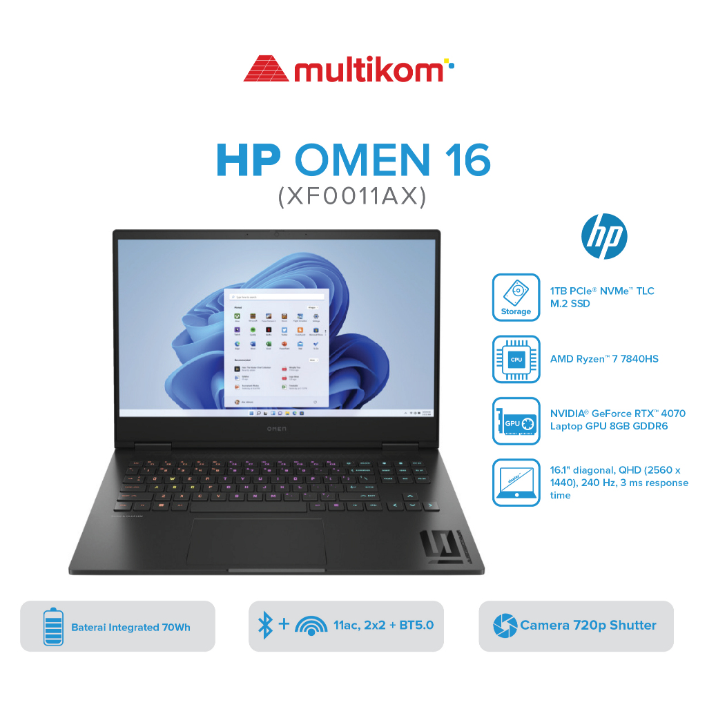 Jual HP Omen 16 Xf0011AX Ryzen 7 7840HS RTX4070 1TB SSD 32GB Win11 OHS