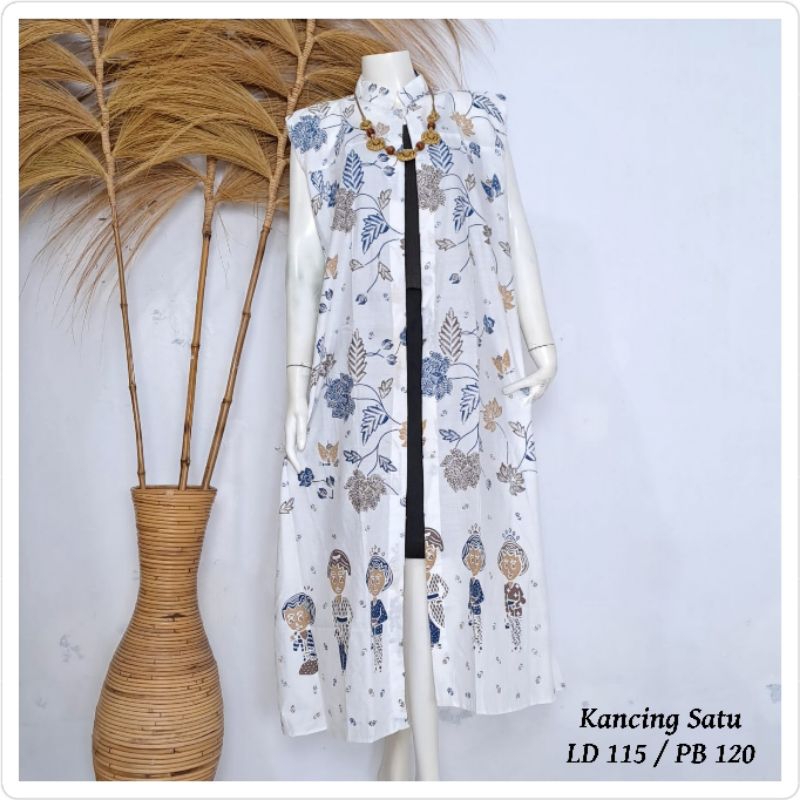 Jual Cardigan Outer Batik Tanpa Lengan Vest Batik Bolero Tanpa