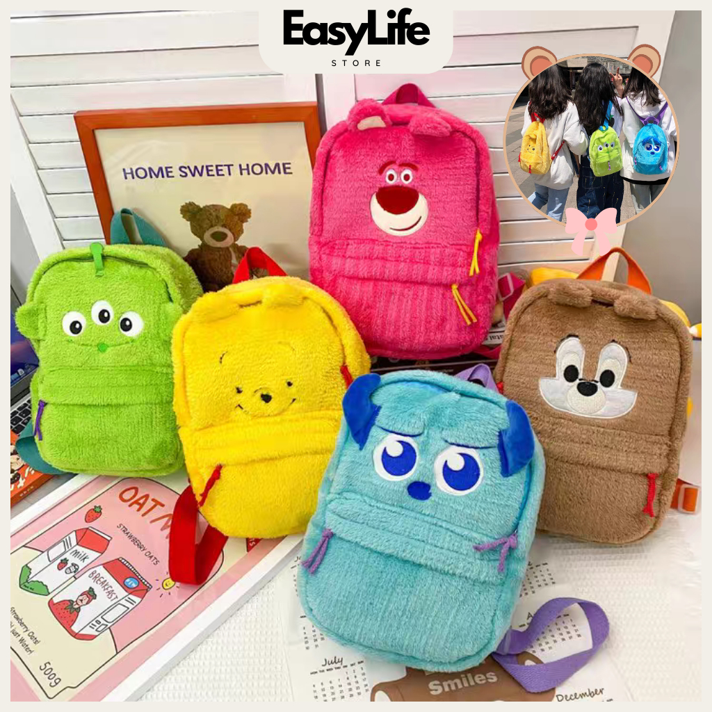 Jual Tas Ransel Disney Plushie Backpack Karakter Bahan Bulu High