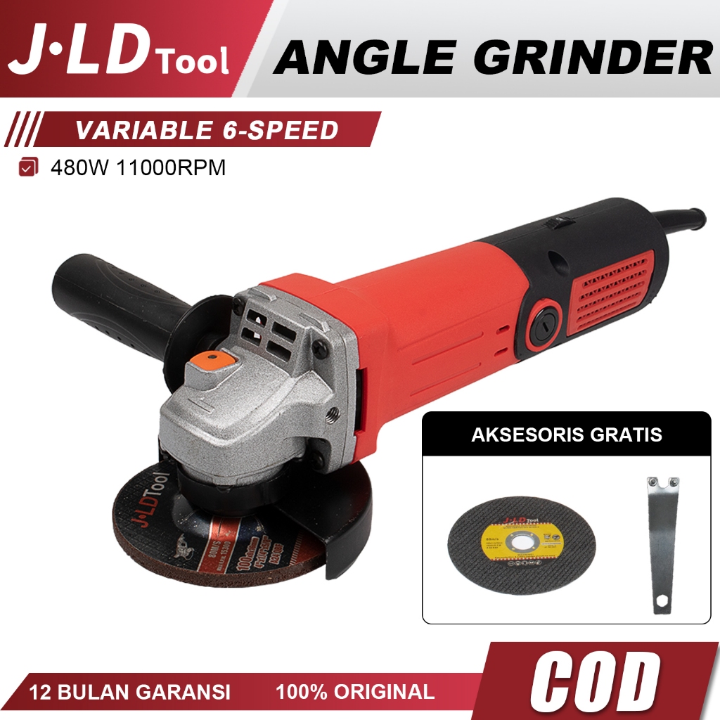 Jual JLD 480W Mesin Gerinda Variable 6 Speed Angle Grinder Tangan