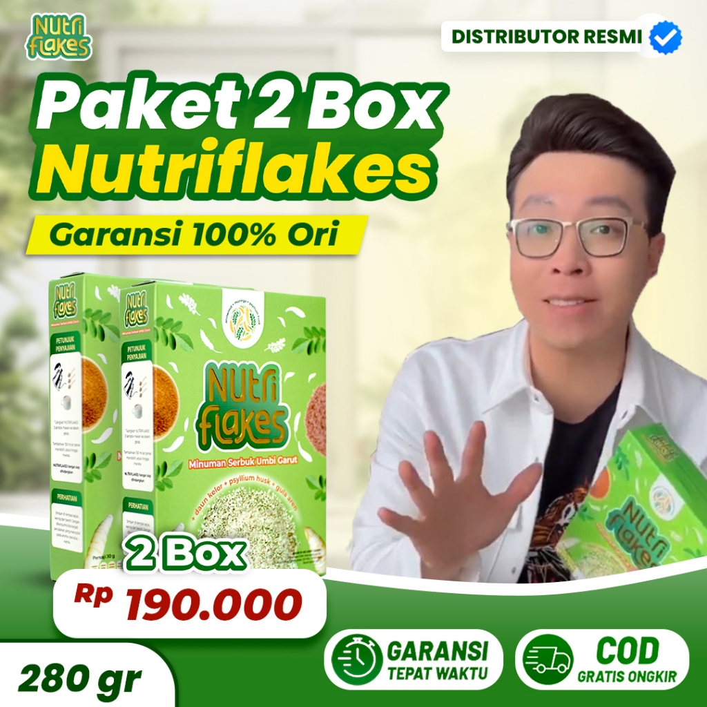 Jual 2 Box Nutriflakes Original Sereal Umbi Garut Atasi Masalah Lambung