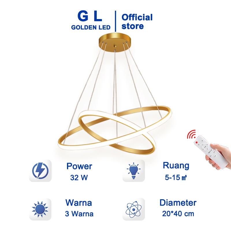 Jual GL 3 Warna Ring 2 Lampu Gantung Led Minimalis Modern Lampu Hias