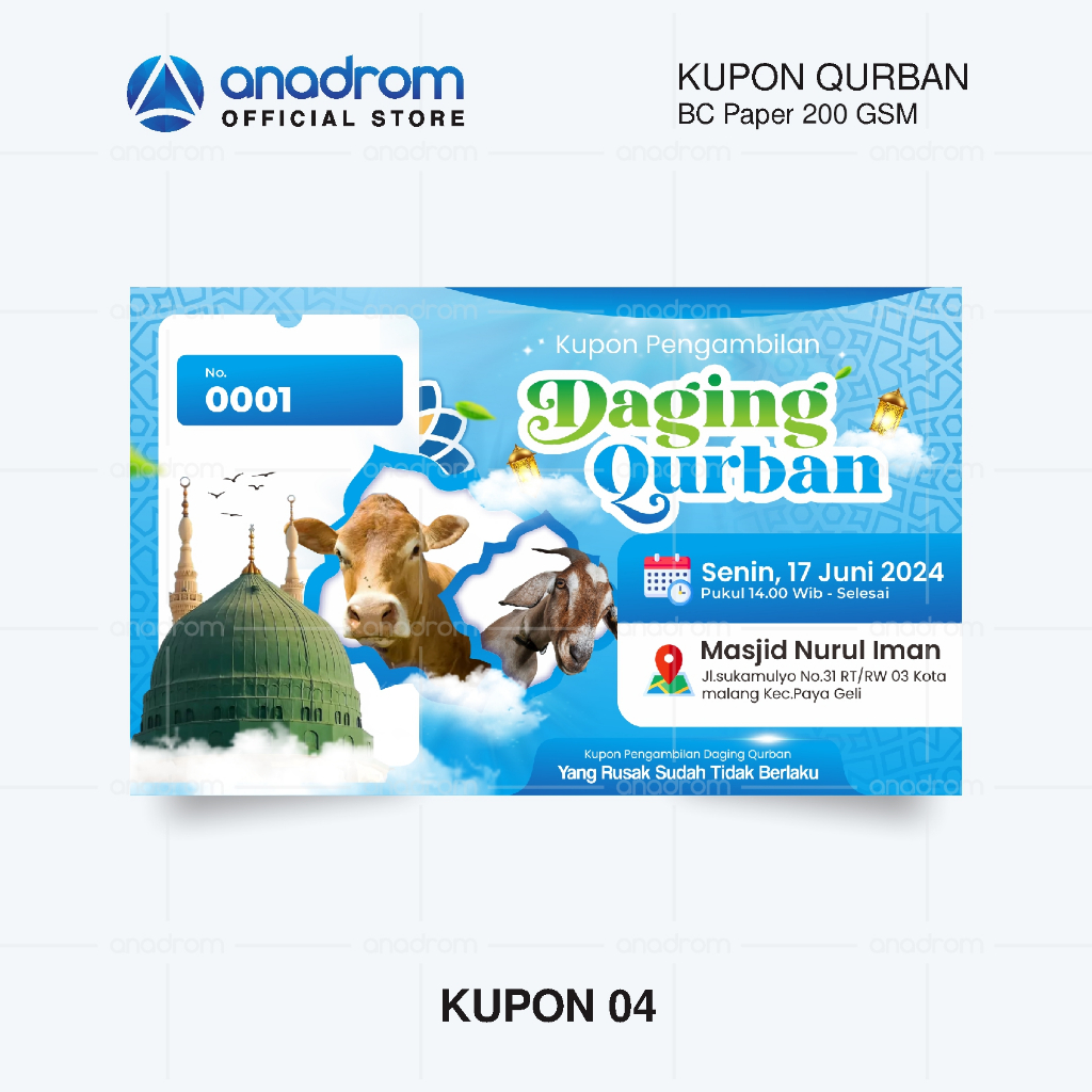 Jual Cetak Kartu Kupon Qurban Idul Adha Kupon Pengambilan Daging