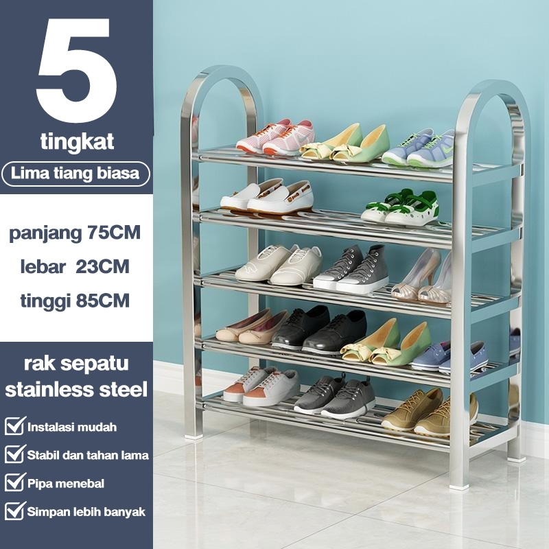 Jual Rak Sepatu Stainless Steel 6 Tingkat Rak Sepatu Kokoh Tempat