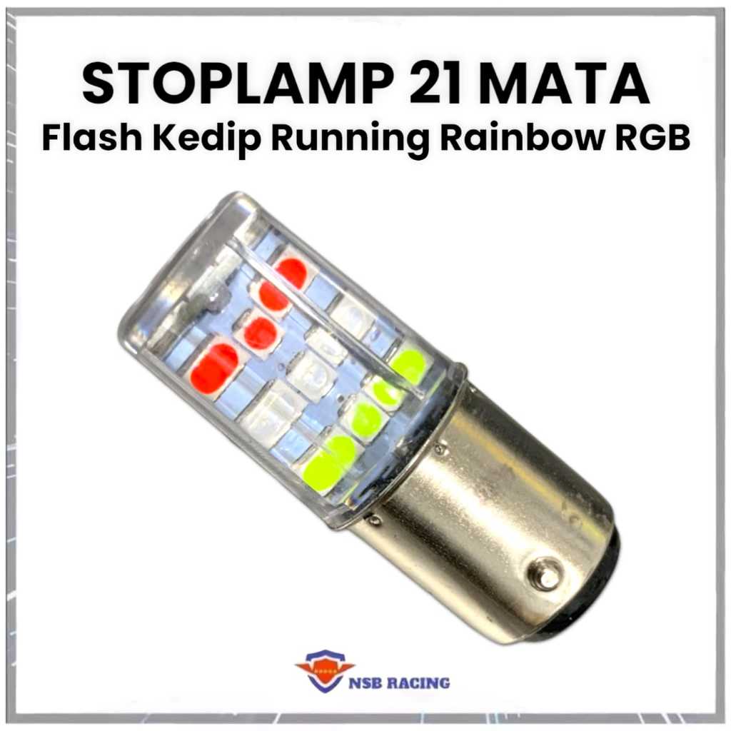 Jual Bohlam Stop Stoplamp 21 Mata Rainbow RGB Flash Kedip Running