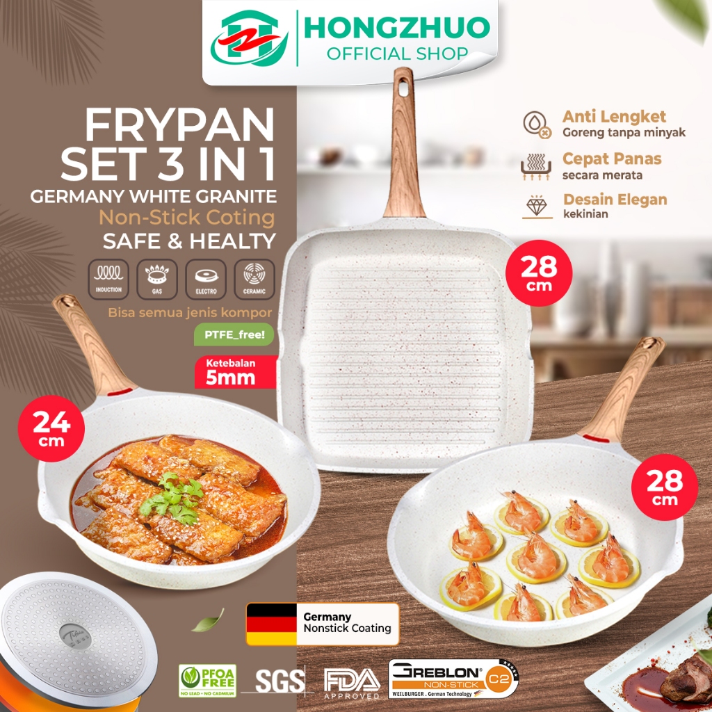 Jual Tifale By Hongzhuo 3IN1 Granit Putih Anti Lengket Peralatan Masak