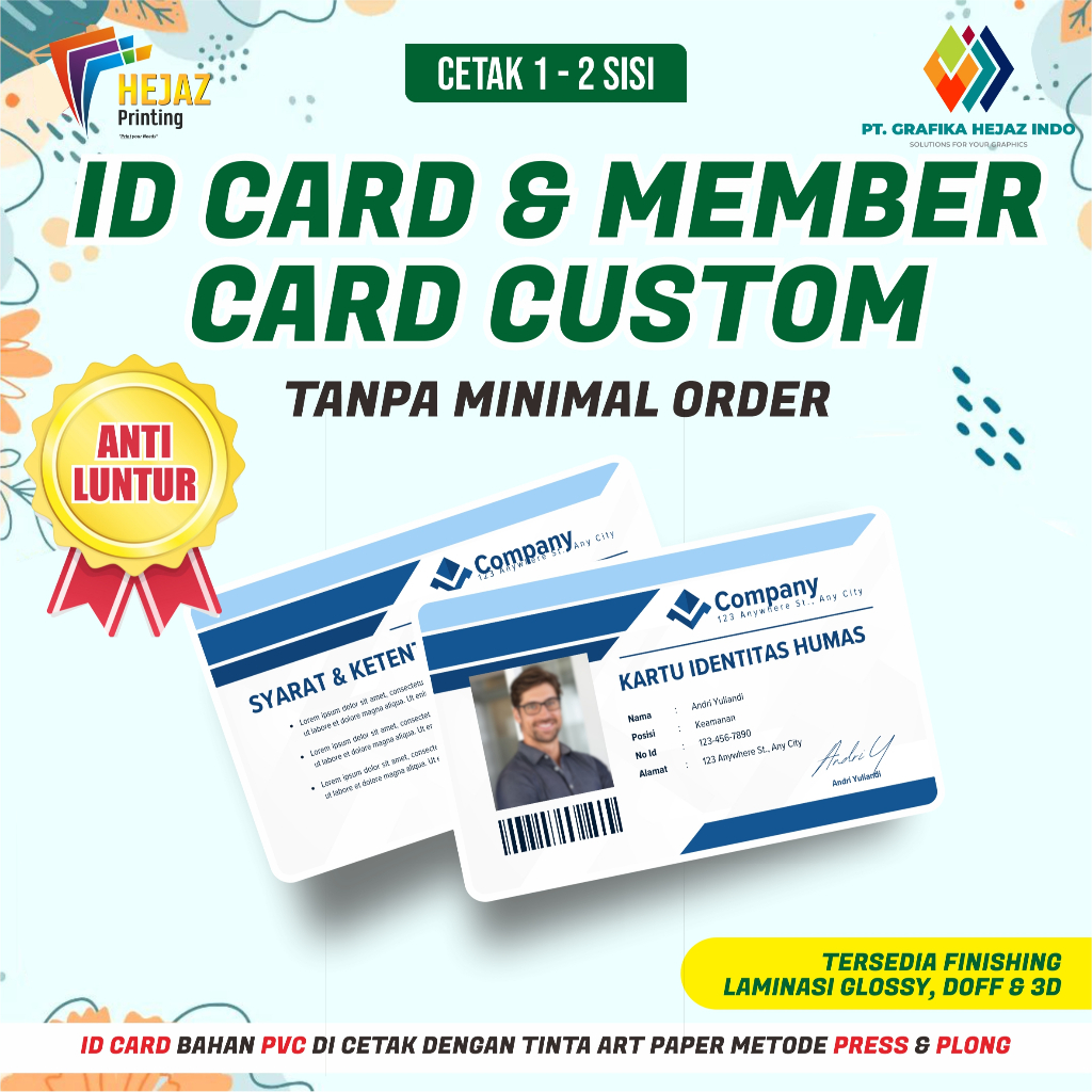 Jual Cetak ID Card Plastic PVC Kartu Member ID Card Karyawan 1