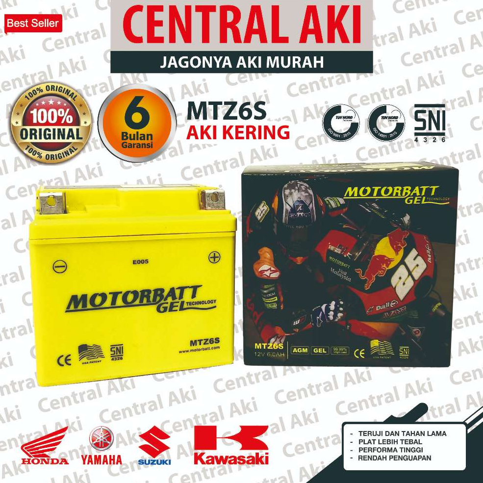 Jual Aki Gel MOTORBATT MTZ6S 6AH Motor Made In Indonesia Vario 125 150