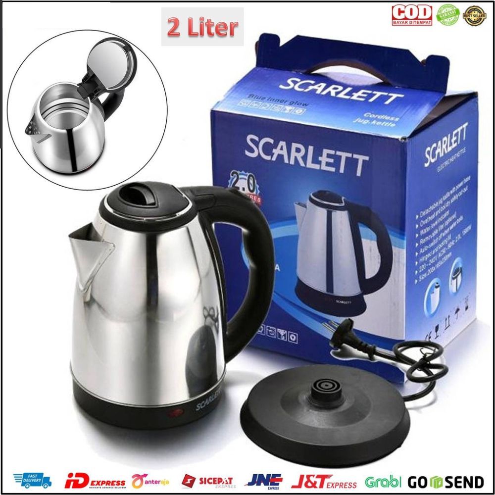 Jual Teko Listrik Stainless Steel Liter Electric Kettle Scarlett