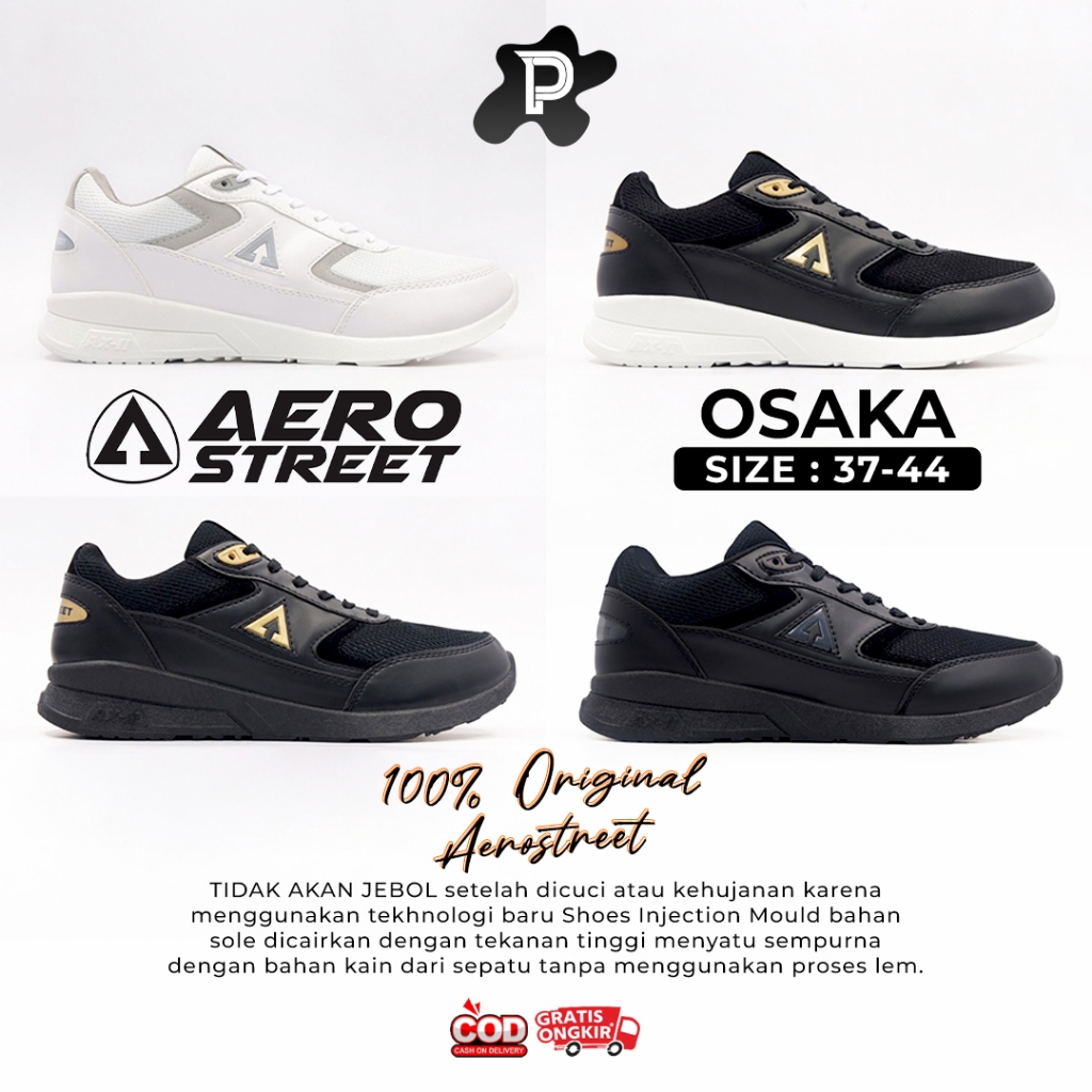 Jual Aerostreet 37 44 Osaka Putih Hitam Emas Hitam Hitam Emas All