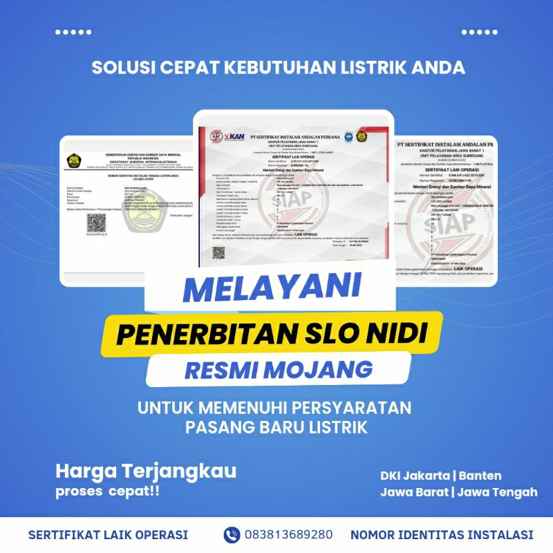 Jual SLO NIDI Mojang 100 RESMI Sertifikat Laik Operasi Nomor