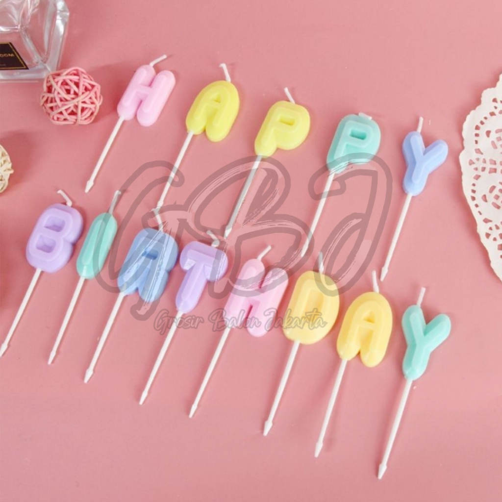 Jual PAKET LILIN Lilin Set Tulisan Happy Birthday Macaron Lilin