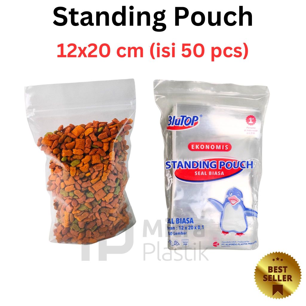 Jual Standing Pouch 12x20 Isi 50 Pcs Plastik Klip Berdiri 12 X 20