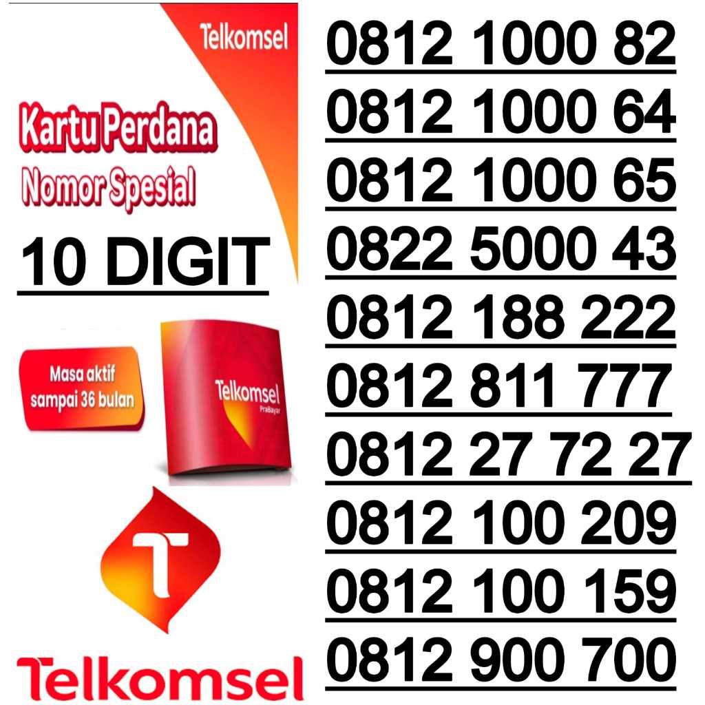 Jual Kartu Perdana Nomor Cantik Telkomsel Prabayar Spesial Digit G