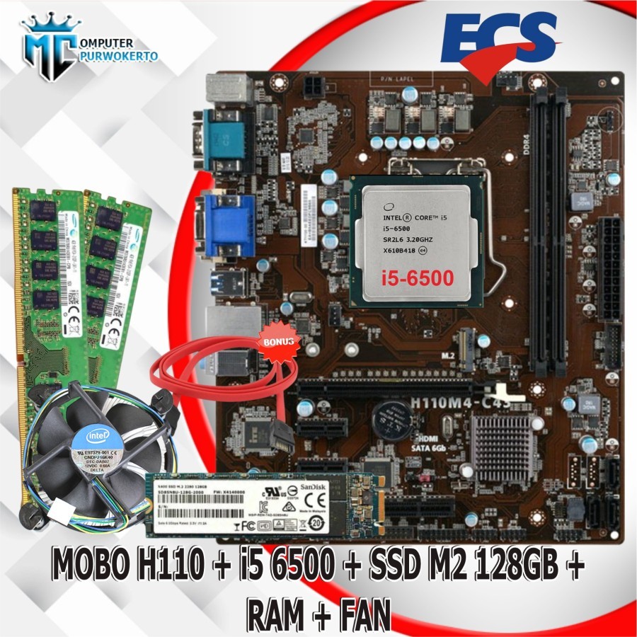 Jual Mobo Motherboard H110 LGA 1151 Processor I5 6500 RAM DDR4