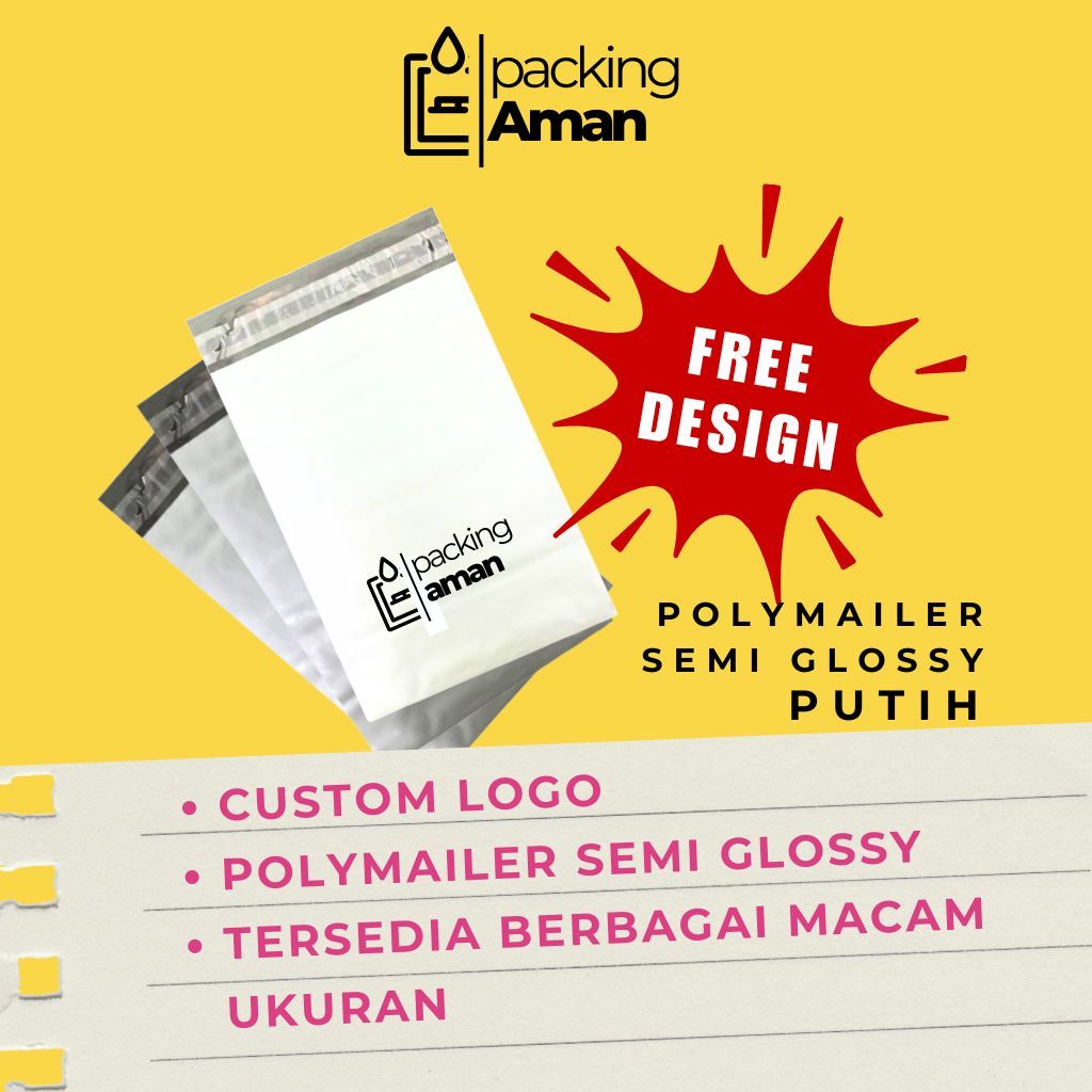 Jual Custom Polymailer Putih Semi Glossy Kantong Plastik Kustom