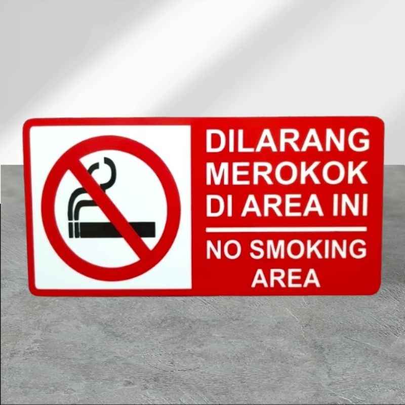 Jual Acrylic Sign Label DILARANG MEROKOK DI AREA INI 3015cm Shopee