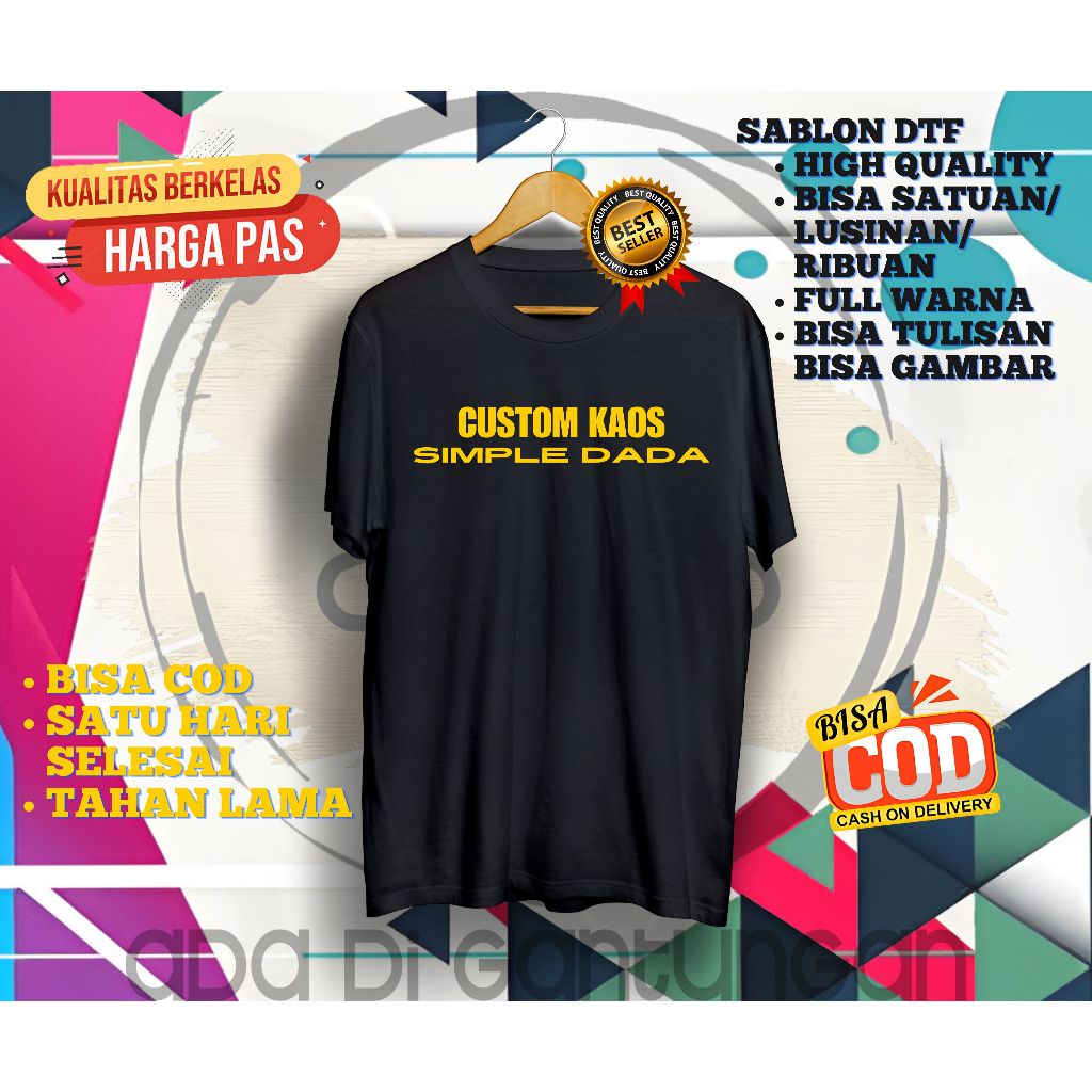 Jual KAOS SABLON CUSTOM SIMPLE DADA PREMIUM DTF SABLON KAOS SATUAN