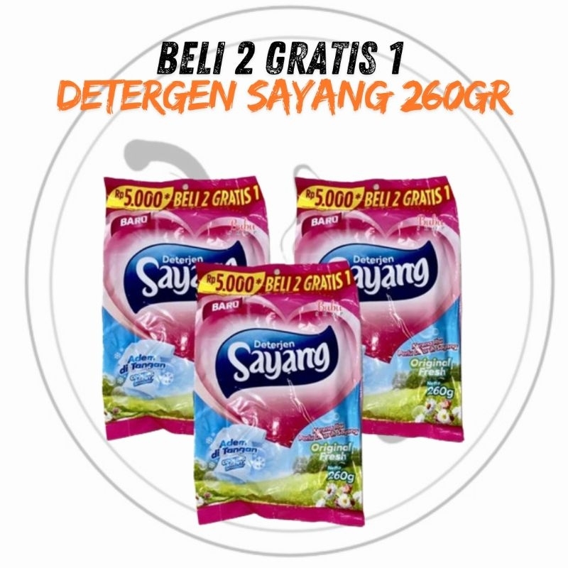 Jual PAKET 3 BUNGKUS DETERJEN SAYANG 260 GR 220 GRAM DETERGENT