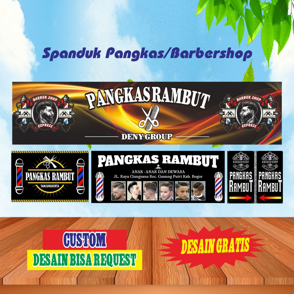 Jual Spanduk Banner Pangkas Rambut Barbershop Gratis Desain Custom