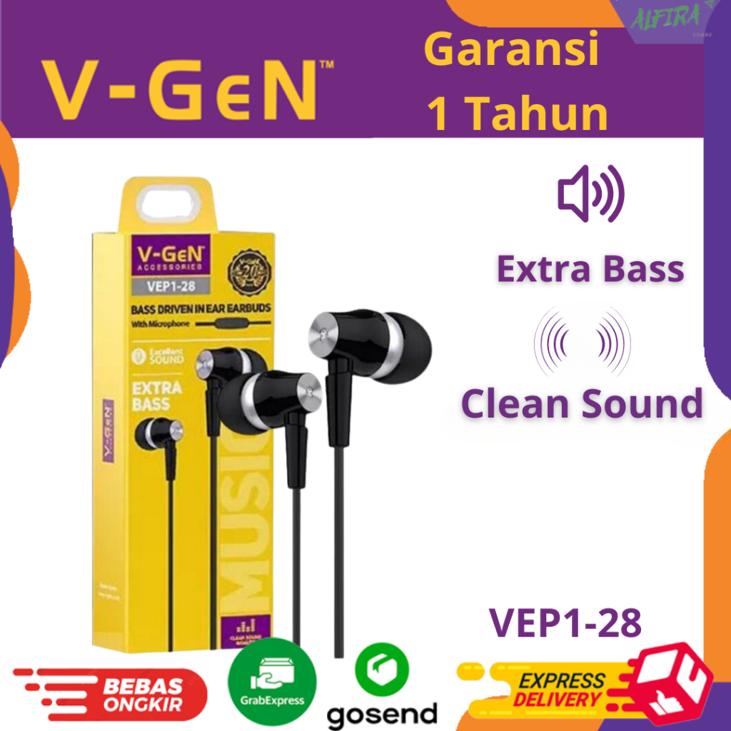 Jual VGEN Headset V Gen VEP1 28 Wired Earphone Handsfree Extra Bass