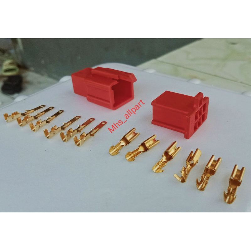 Jual SOCKET 6 PIN WARNA MERAH KONEKTOR KUNINGAN Shopee Indonesia