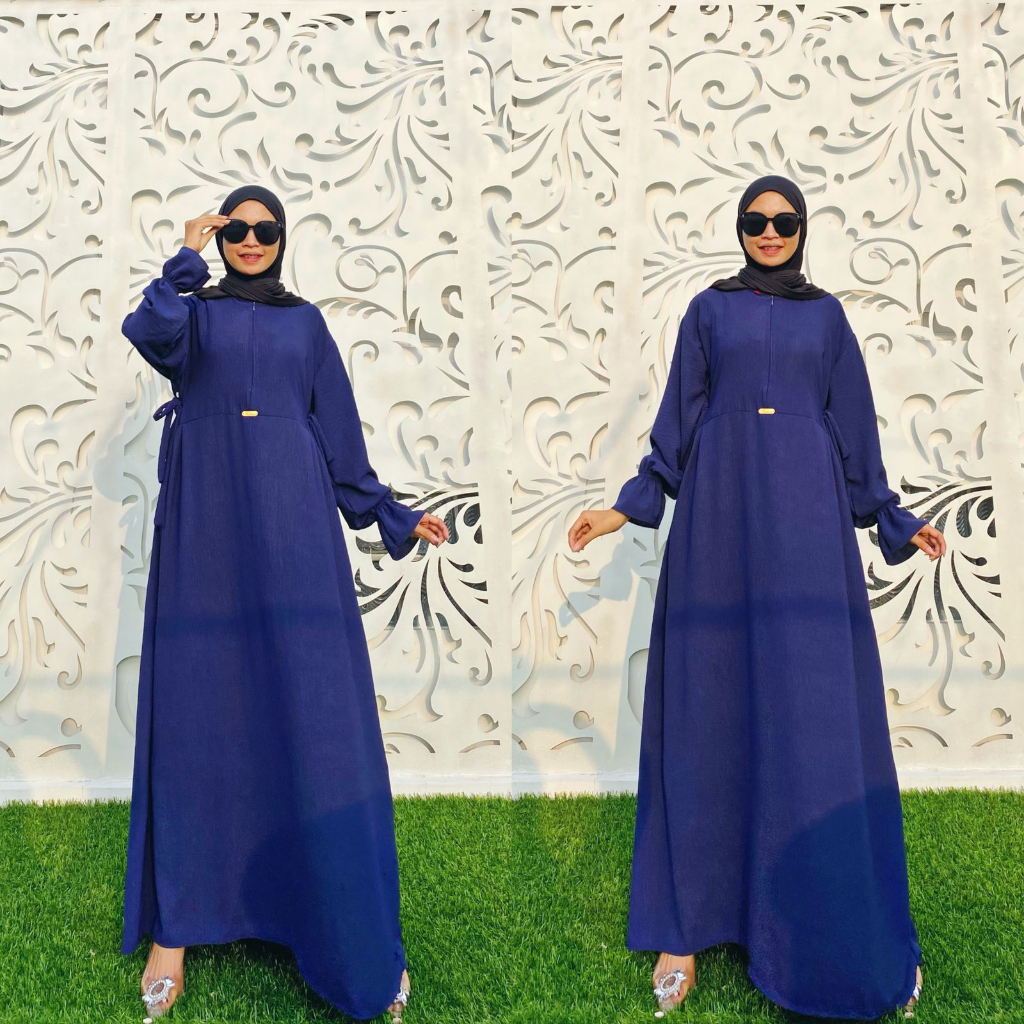 Jual Nikita Dress Crincle Airflow Ld Cm Gamis Polos Muslimah