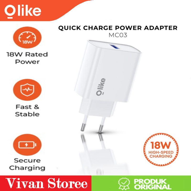 Jual OLIKE MC03 Adaptor Kepala Charger 1USB Batok Charger 18W Quick