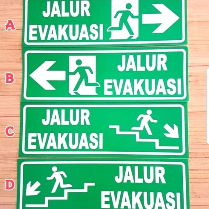 Jual Sign Plat Jalur Evakuasi Ukuran 30X60cm Scotlight K3 Rambu Plat