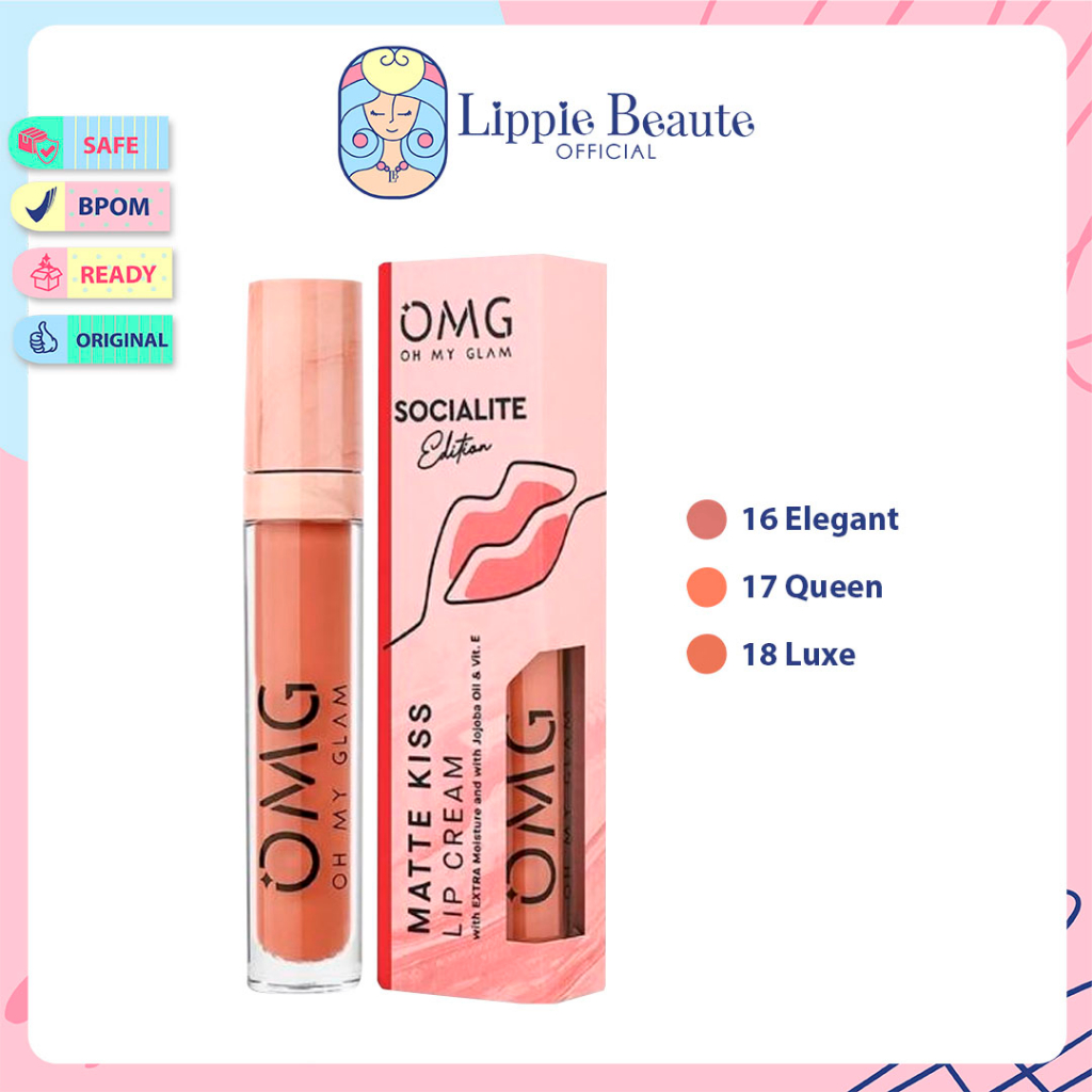 Jual OMG Oh My Glam Matte Kiss Lip Cream Socialite Edition Shopee