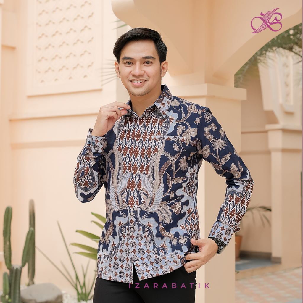 Jual Kebaya Calista Navy Setelan Baju Kebaya Batik Modern Couple