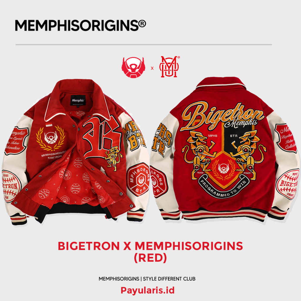 Jual VARSITY JACKET BTR BIGETRON X MEMPHISORIGINS RETRO FUTURE