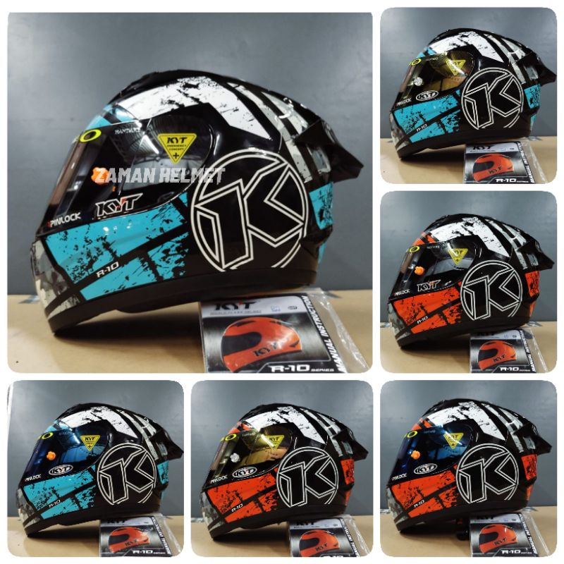 Jual Helm Kyt R Aqua Blue Dan Red Paket Ganteng Visor Iridium