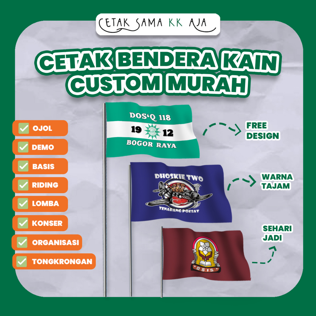 Jual Cetak Bendera Kain Custom Murah Ojol Demo Basis Riding Lomba