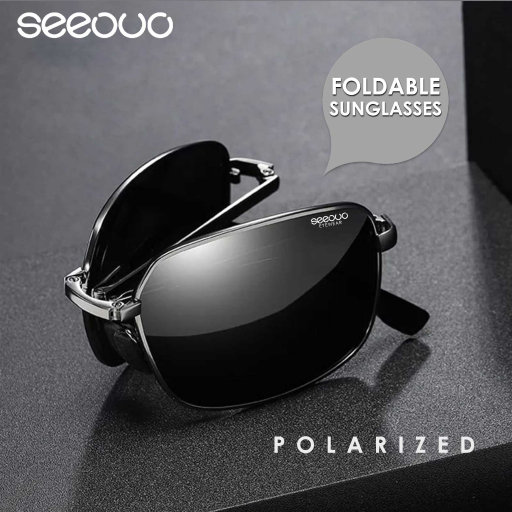 Jual Seeouo Kacamata Lipat Hitam Sunglasses Polarized Foldable Anti