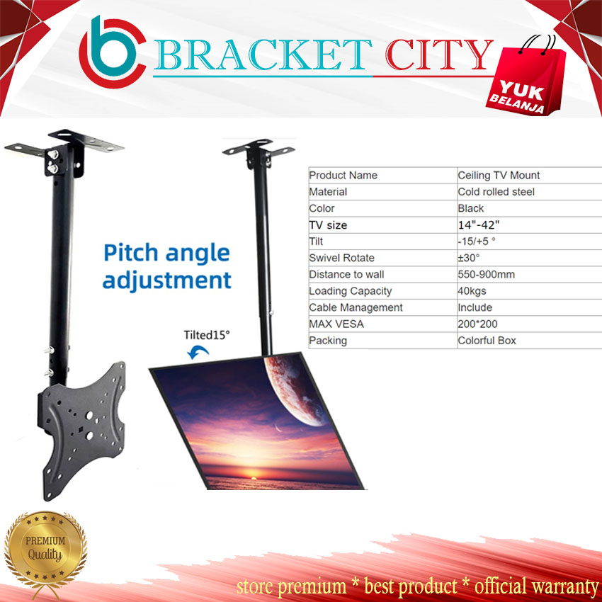 Jual Bracket Tv Gantung Plafon Breket Ceiling Tv 14 Sampai 42 Inch