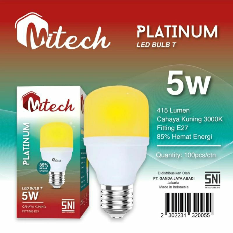 Jual Lampu Led Mitech Platinum T Bulb Sni Watt Watt Watt