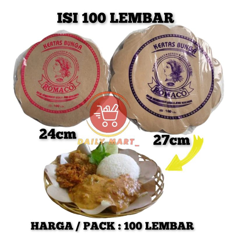 Jual Kertas Nasi Bunga Bulat Romaco Isi 100 Lembar Kertas Alas Piring